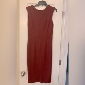 Red knit zipper back sheath dress